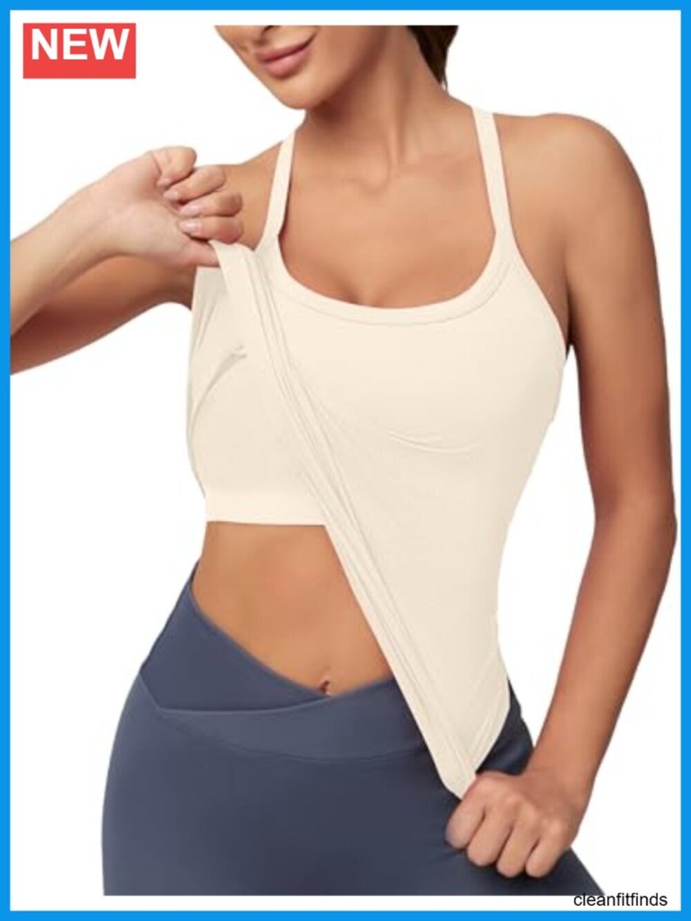 Seamless Racerback Tank Top with Built-In Bra Sleeveless Athletic Yoga Shirt